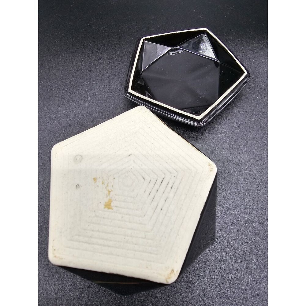 Vintage Otagiri Floral‎ Trinket Box Purple Black 5 Sided - Picture 7 of 7